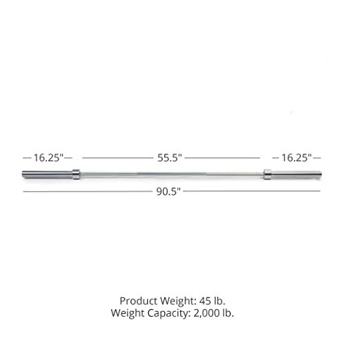 Titan Fitness Titan Series Olympic Deadlift Barbell Bright Zinc/Hard Chrome 20 KG 28.5MM USA Made 2,000 LB Rated