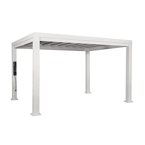 Backyard Discovery Windham 14' x 12' Galvanized Steel Pergola Kit with Shade Sail Canopy White