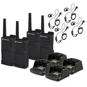 Motorola Solutions 4-Pack RMM2050 On-Site 2-Way Radio with HKLN4604 PTT Earpiece Bundle Black