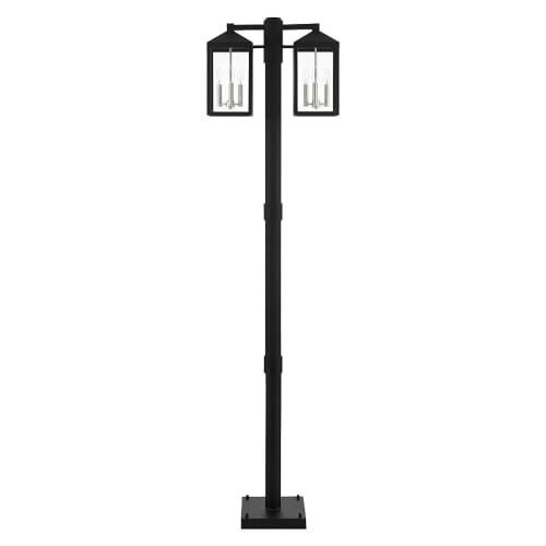 Livex 6 Light Black Outdoor Post Light Nickel