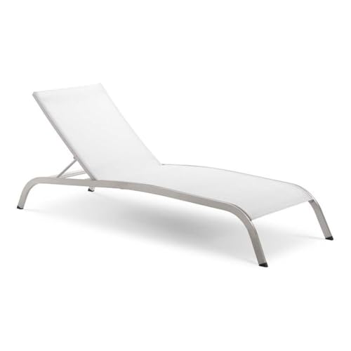Pemberly Row Mesh Patio Chaise Lounge Set of 4 White