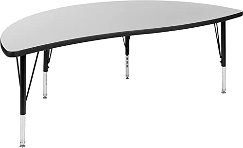 Flash Furniture Emmy 60" Circle Wave Activity Table Set with 12" Stack Chairs Grey