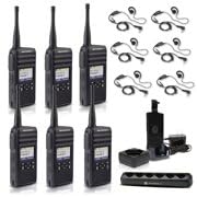 Motorola Solutions DTR700 Digital 2-Way Radio with Multi-Unit Charger & 6 PTT Earpieces Black