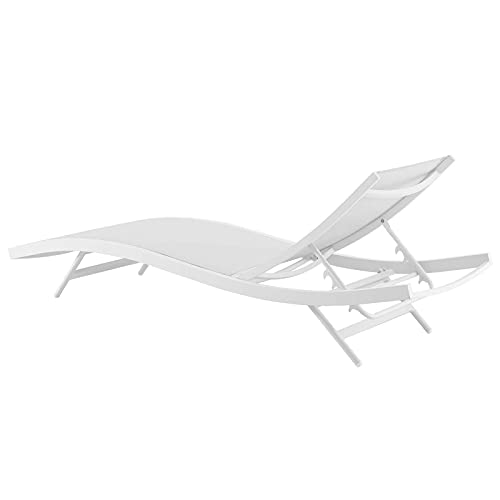America Luxury - Outdoor Lounge Chair Chaise Set of 2 Aluminum Metal White