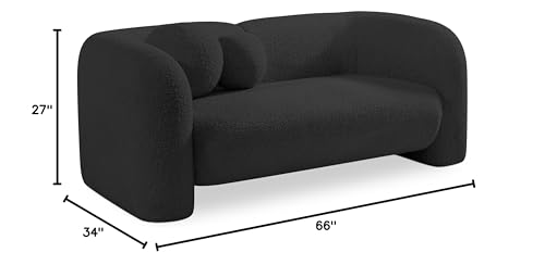 Meridian Furniture Emory Collection Art Deco Boucle Upholstered Loveseat Black