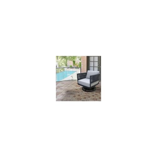 IC INTERNATIONAL CONCEPTS Outdoor Patio Woven Abaca Rope Swivel Dining Chair with Cushion Charcoal