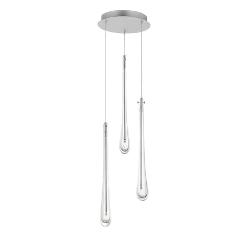 ET2 Stillo 4.5W 3 LED Pendant Light 18" Tall Satin Nickel Finish Silver