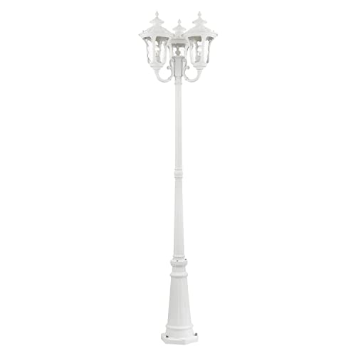Livex Traditional Three Light Outdoor Post Mount Oxford Collection White