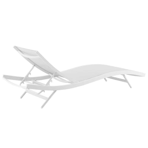 Pemberly Row Mesh Aluminum Patio Chaise Lounge Set of 4 White
