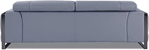 Blackjack Furniture Gianni Italian Leather Sofa with Adjustable Headrests Light Blue