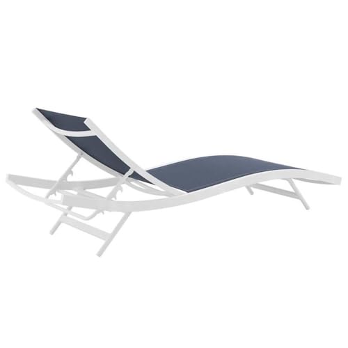 Pemberly Row Mesh Aluminum Patio Chaise Lounge Set of 4 Navy