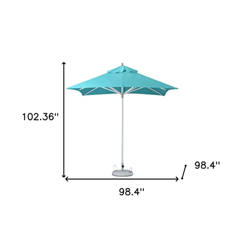 HomeRoots 8' Aqua Polyester Square Market Patio Umbrella Aqua