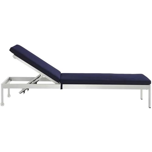 Pemberly Row Aluminum Patio Chaise Lounge Set of 4 Navy