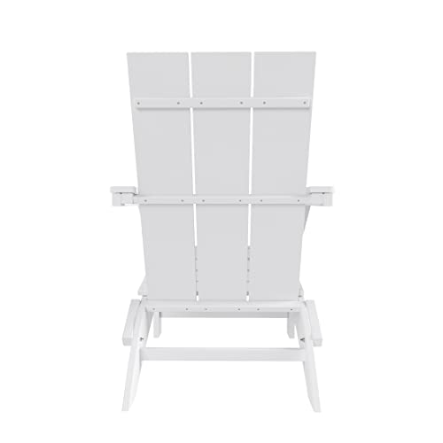 WestinTrends 8-Piece Modern Poly Folding Adirondack Chair Set White