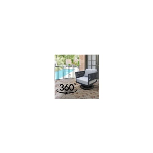 IC INTERNATIONAL CONCEPTS Outdoor Patio Woven Abaca Rope Swivel Dining Chair with Cushion Charcoal