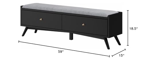 212 Main Flynn Bench 59x15x18.5 in Black
