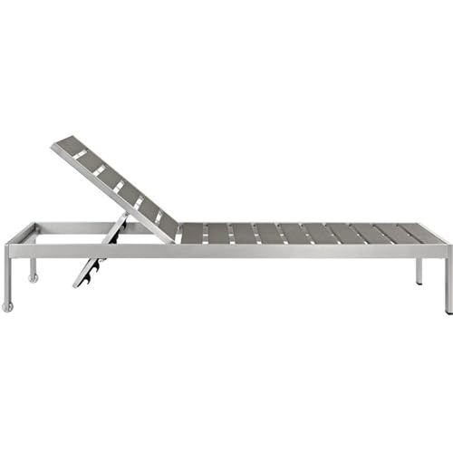 Pemberly Row Aluminum Patio Chaise Lounge Chair Set of 4 Grey