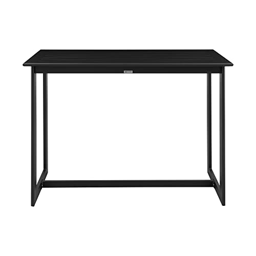 Armen Living Wiglaf Modern Outdoor Patio Bar Table and Stools Set 5 Piece Black
