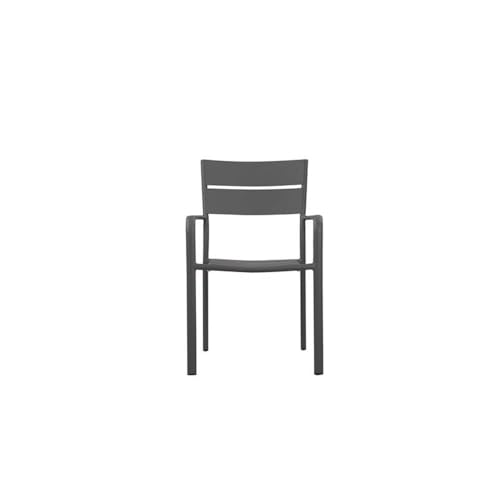 Pemberly Row 34" Aluminum Patio Dining Chair Set of 6 Grey