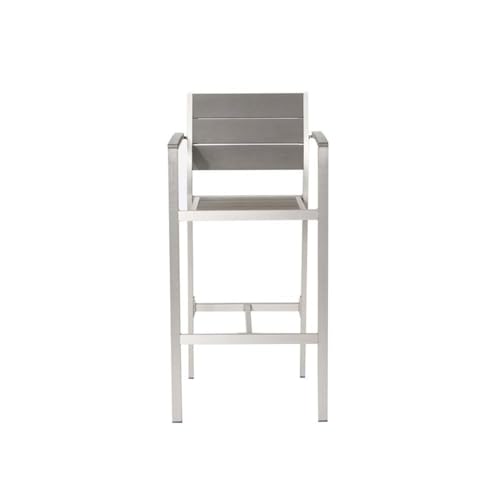 Pemberly Row 44" Aluminum Outdoor Bar Stools Set of 6 Grey