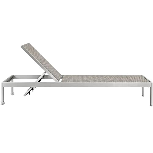 Pemberly Row Modern Aluminum Patio Chaise Lounge Set of 6 Grey