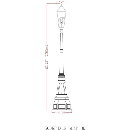 Z-Lite Gannon 3 Light 114" Tall Post Light Black