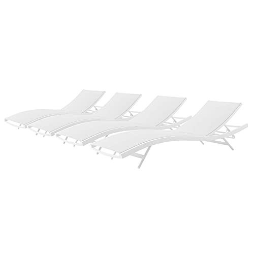 America Luxury - Outdoor Lounge Chair Chaise Set of 4 Aluminum Metal White