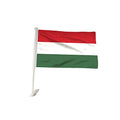 BANNER BUZZ MAKE IT VISIBLE Hungary Car Flag Window Clip 18” x 12” Double Side Printing Pack of 100 White