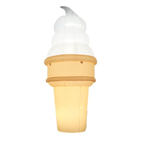 YBZCHLM Giant Inflatable Ice Cream Cone with Lights Khaki & White 20ft H