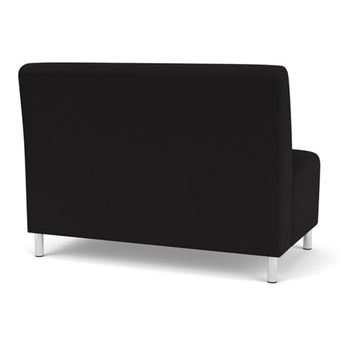 Lesro Siena Lounge Reception Armless Loveseat Brushed Steel Legs Black