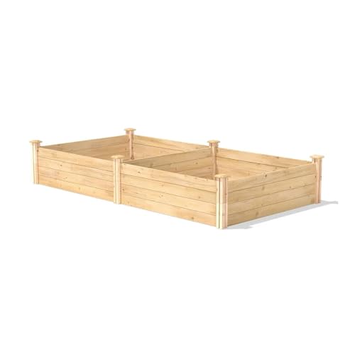 Saranya Rustic Cedar Raised Bed Planter Box Natural Wood 96" L x 48" W x 14" H