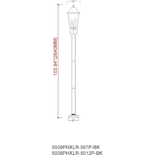 Z-Lite Gannon 3 Light 106" Tall Post Light Black