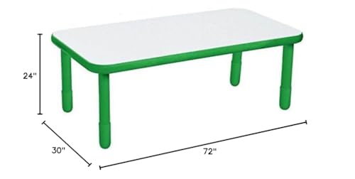 Children's Factory Angeles Baseline Kids Activity Table 72"x30" with 14" Legs Green