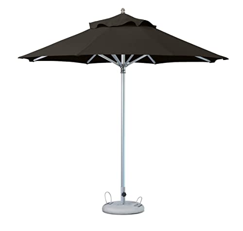 HomeRoots 10' Black Polyester Round Market Patio Umbrella Black