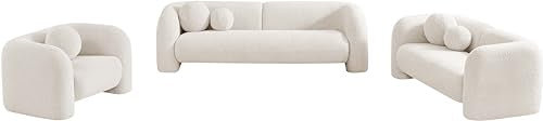 Meridian Furniture Emory Collection Art Deco Loveseat Cream