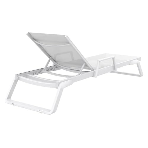 Compamia Tropic Arm Sling Chaise Lounge White Frame White Sling