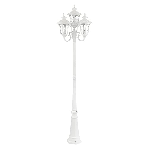 Livex Traditional Four Light Outdoor Post Mount Oxford Collection White