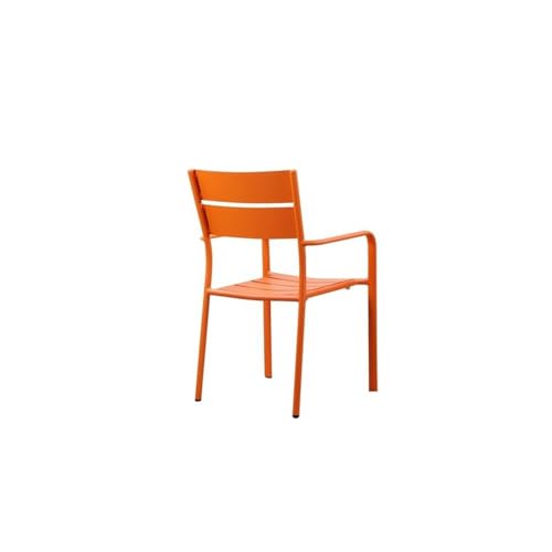 Pemberly Row 34" Aluminum Patio Dining Chair Set of 6 Orange
