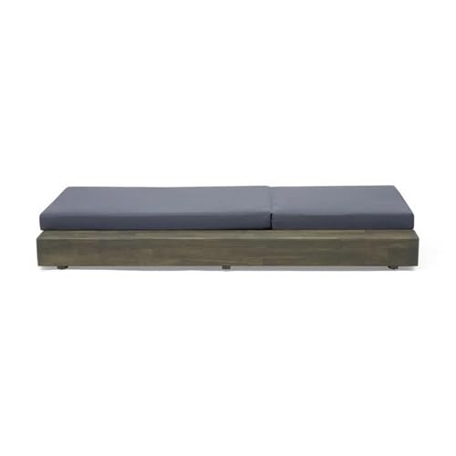 Noble House Broadway Outdoor Acacia Wood Chaise Lounge Set of 4 Gray
