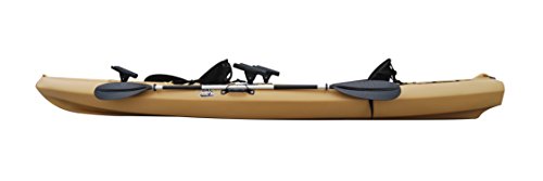BKC TK181 12.5' Tandem Sit On Top Kayak W/ 2 Soft Padded Seats, Paddles, 7 Rod Holders - Desert