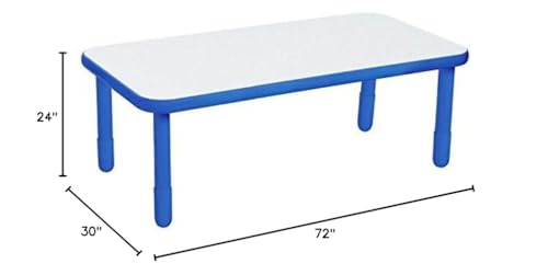 Children's Factory Angeles Baseline Kids Activity Table 72"x30" with 12" Legs Royal Blue
