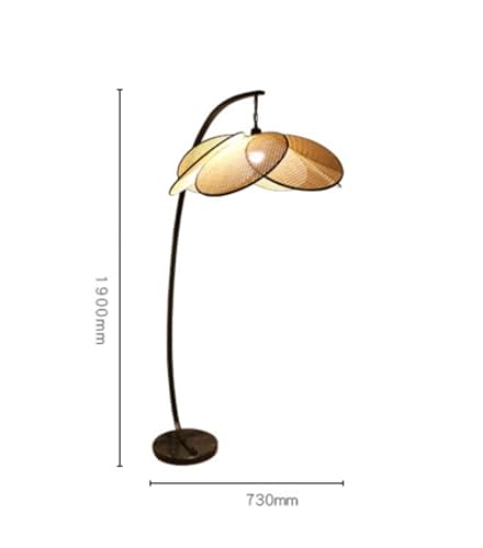 GTEFSWS Handmade Rattan Floor Lamp Retro Style for Bedroom and Living Room One Color