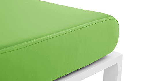 ZURI Modern Kore Outdoor Ottoman with Quick Drying Cushions and Aluminum Frame White/Lime