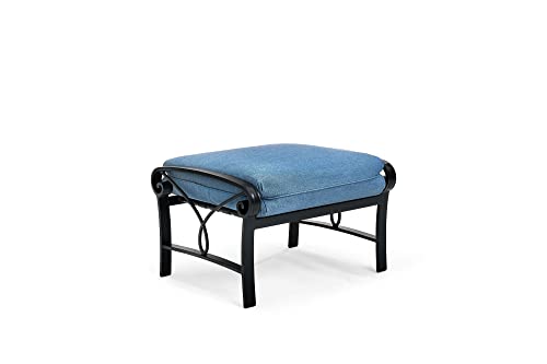 Winston Palazzo Cushion Ottoman Black Night/Spectrum Denim