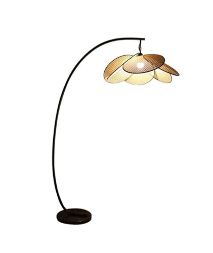 GTEFSWS Handmade Rattan Floor Lamp Retro Style for Bedroom and Living Room One Color