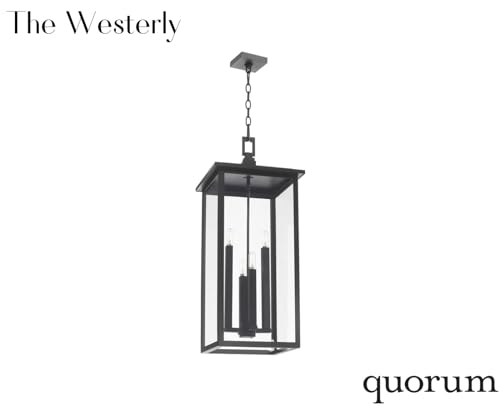 Quorum International Westerly 32 Inch 4-Light Outdoor Ceiling Pendant Black