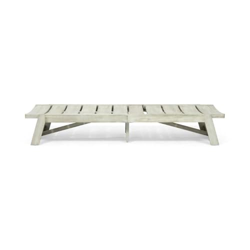 Noble House Maki Outdoor Acacia Wood Chaise Lounge Set of 4 Gray Wash