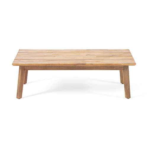 Christopher Knight Home Alina Outdoor Acacia Wood Loveseat Set with Coffee Table Teak Finish, Beige
