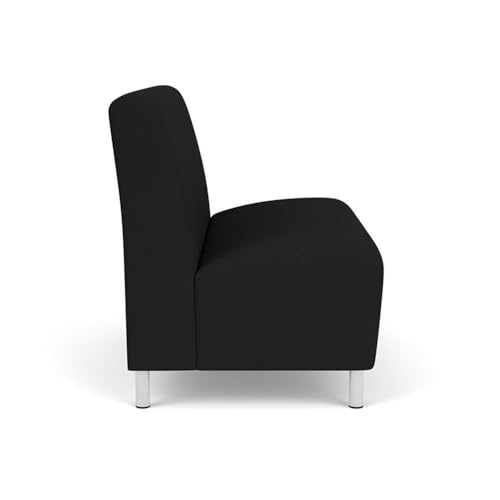 Lesro Siena Lounge Reception Armless Loveseat Brushed Steel Legs Black