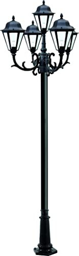 DABMAR LIGHTING Daniella Post Five Light Fixture with Clear Glass, 5x LED 6W, Black